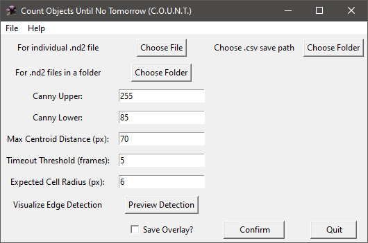User interface for COUNT