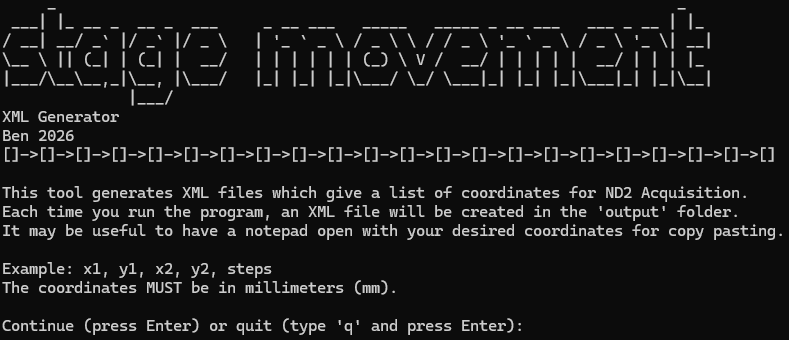 Screenshot of a terminal showing stage movement program