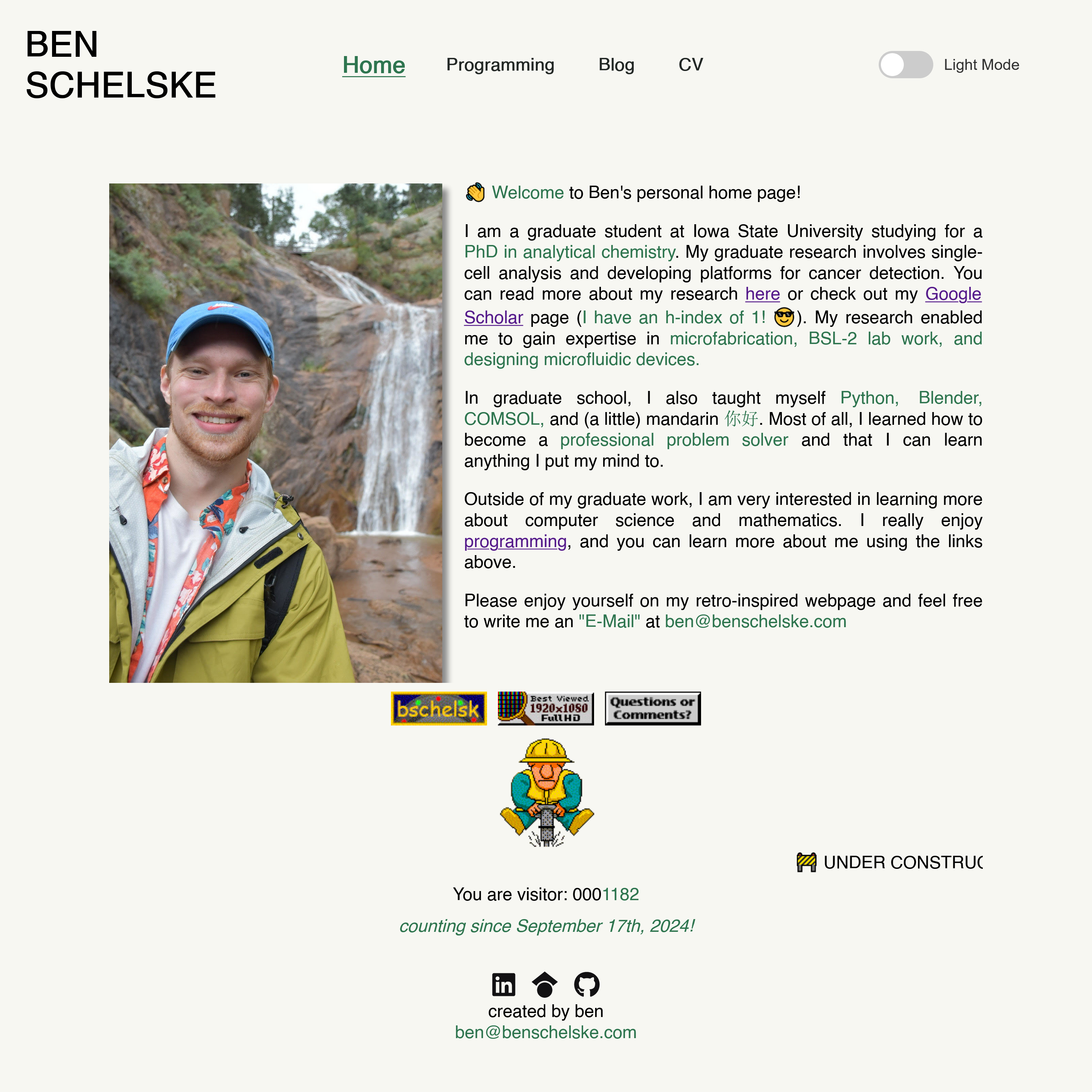 Screenshot of my website. So meta.